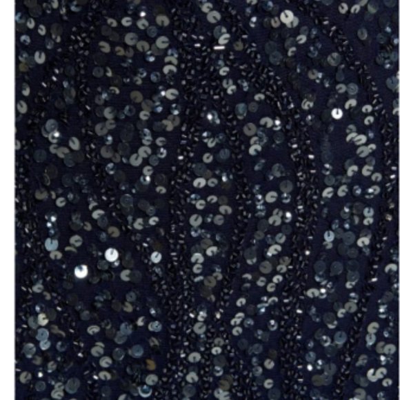 PISARRO NIGHTS  SEQUIN & BEADED SLEEVELESS NAVY  GOWN sz 4 - Picture 5 of 9